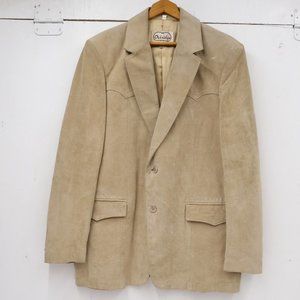 Vintage Oakridge by Skully Western Sports Coat Beige Tan Mens 48 Leather Rancher